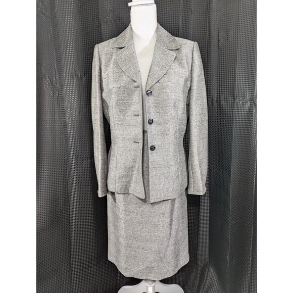 NWOT! SUIT STUDIO, NEW YORK! SILVER/GRAY W/BLACK PENCIL SKIRT SUIT SET! SZ 8 - Picture 3 of 13